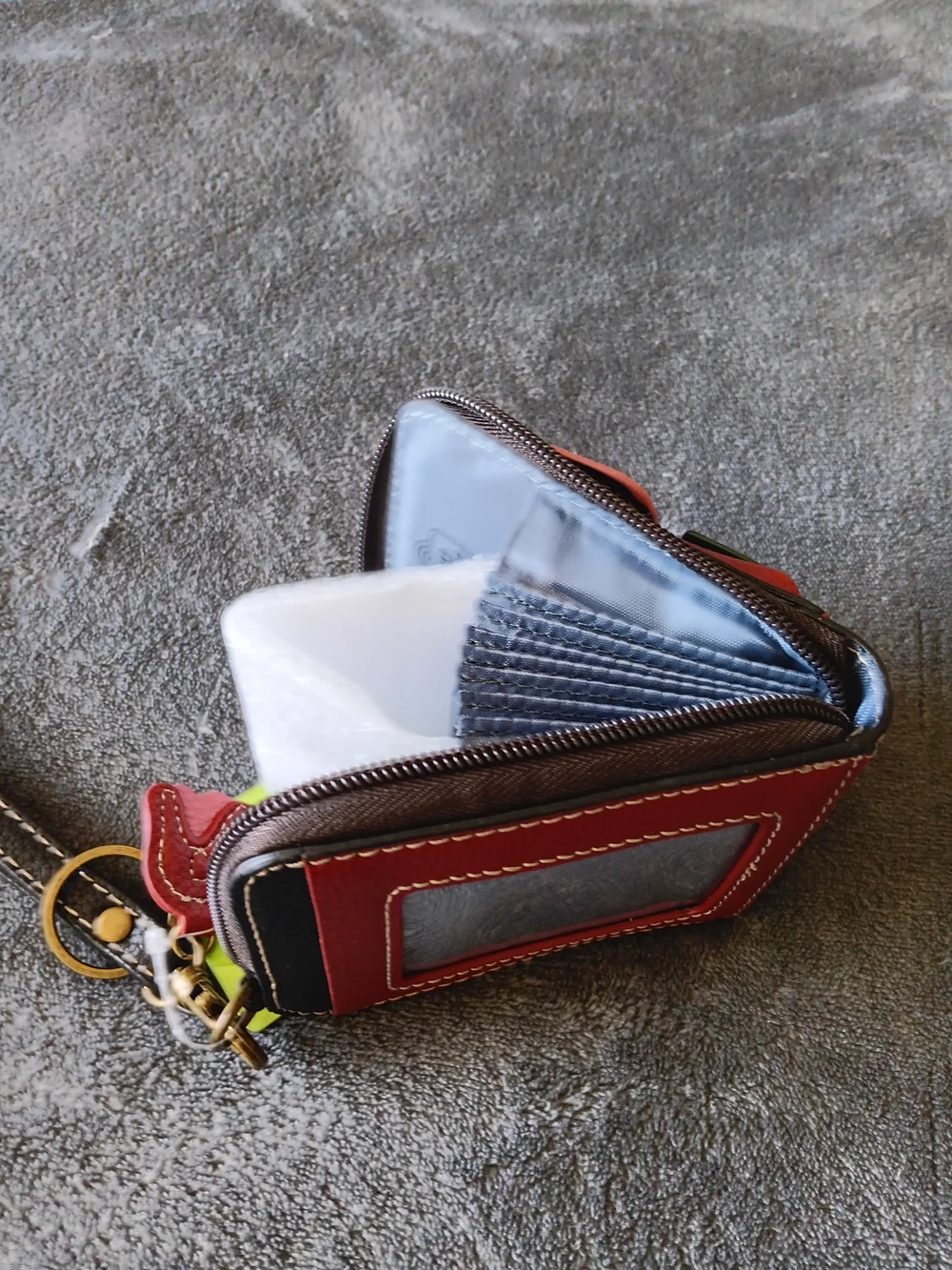 Floral Applique RFID Wallet Wristlet - Red Pink